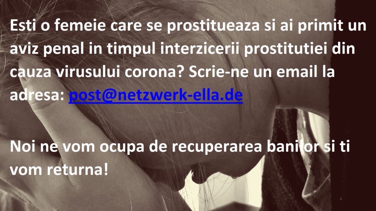 Esti o femeie care se prostitueaza si ai primit un aviz penal in timpul interzicerii prostitutiei din cauza virusului corona?